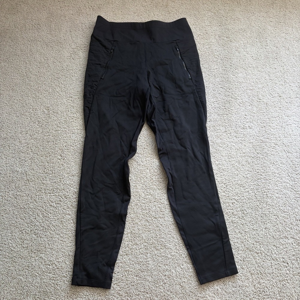 Athleta Peak Hybrid Fleece Tight Women's Medium Black Zipper Pockets Baselayer